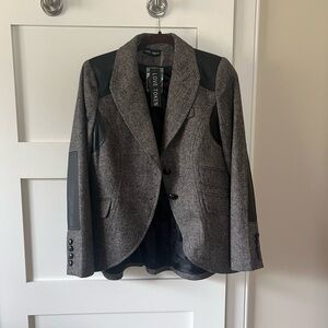 Love Token Gray Tweed Blazer with Black Panel Accents